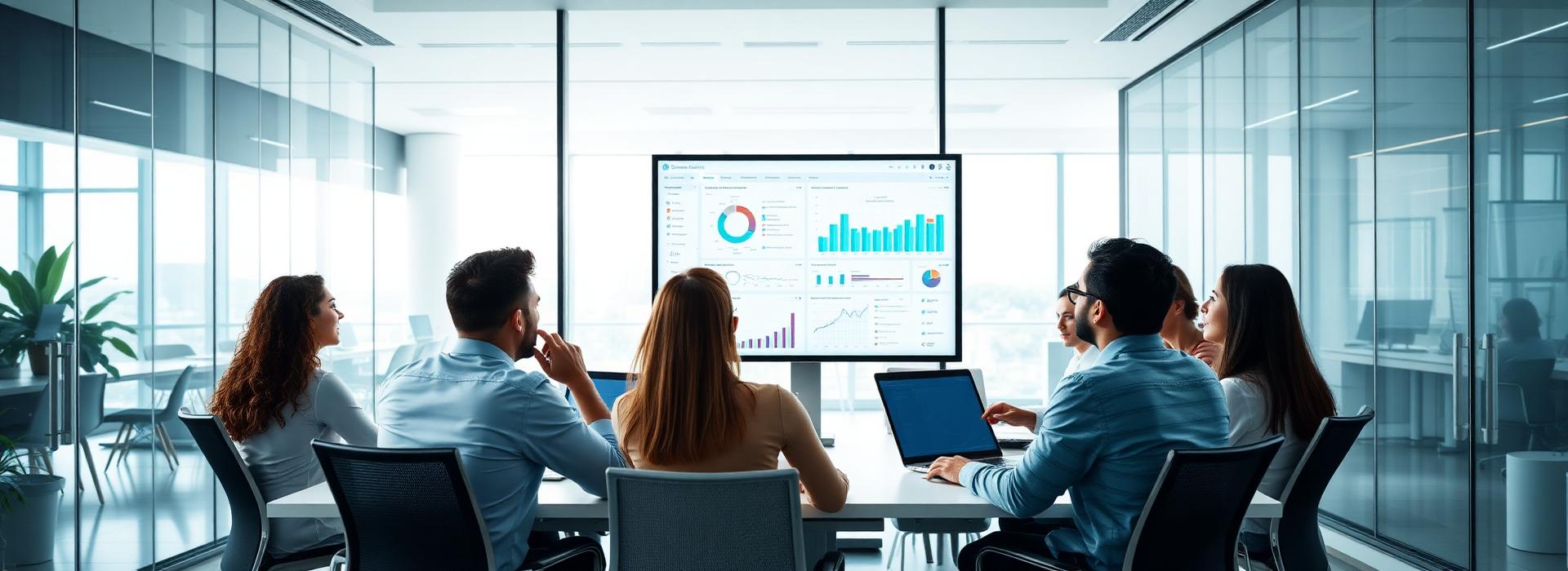 Equipe analisando dashboards de compliance
